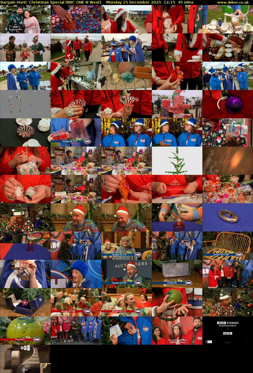 Bargain Hunt: Christmas Special (BBC ONE N West) Monday 15 December 2025 12:15 - 13:00