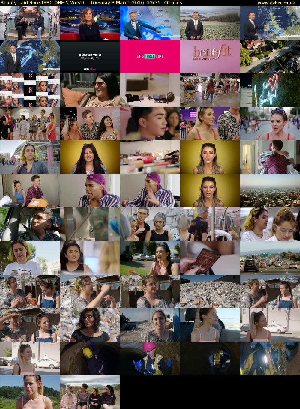 Beauty Laid Bare (BBC ONE N West) Tuesday 3 March 2020 22:35 - 23:15