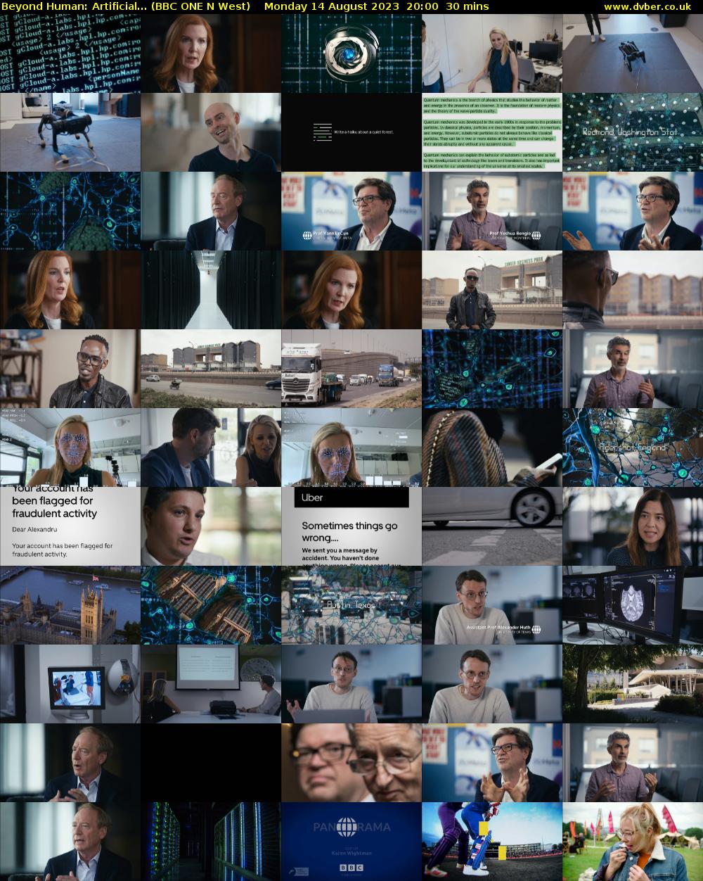 Beyond Human: Artificial... (BBC ONE N West) Monday 14 August 2023 20:00 - 20:30