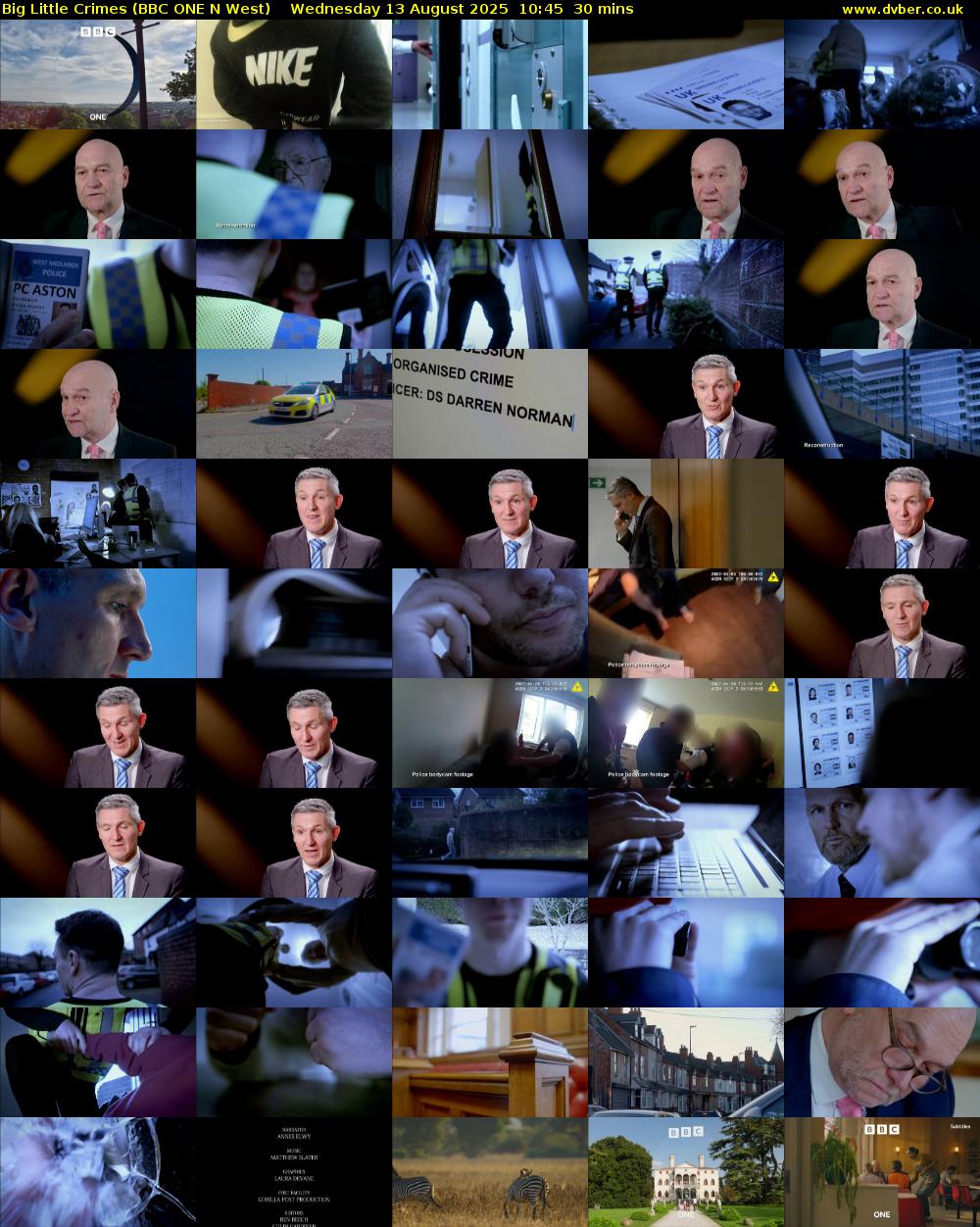 Big Little Crimes (BBC ONE N West) Wednesday 13 August 2025 10:45 - 11:15