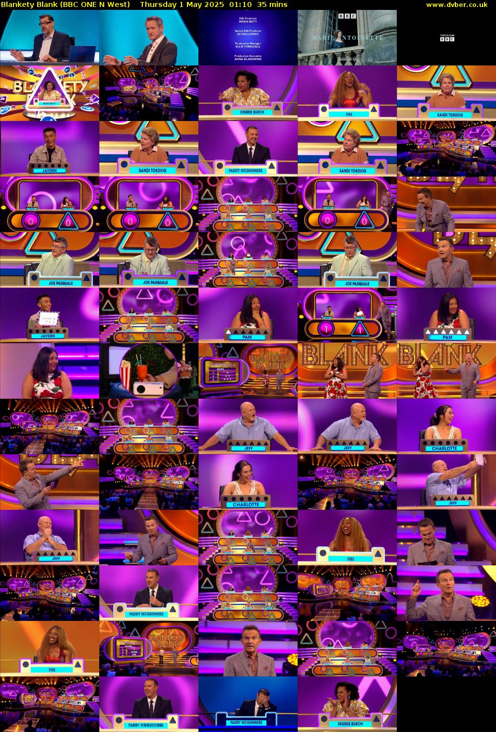 Blankety Blank (BBC ONE N West) Thursday 1 May 2025 01:10 - 01:45