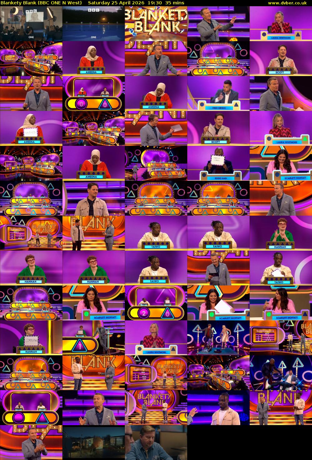 Blankety Blank (BBC ONE N West) Saturday 25 April 2026 19:30 - 20:05