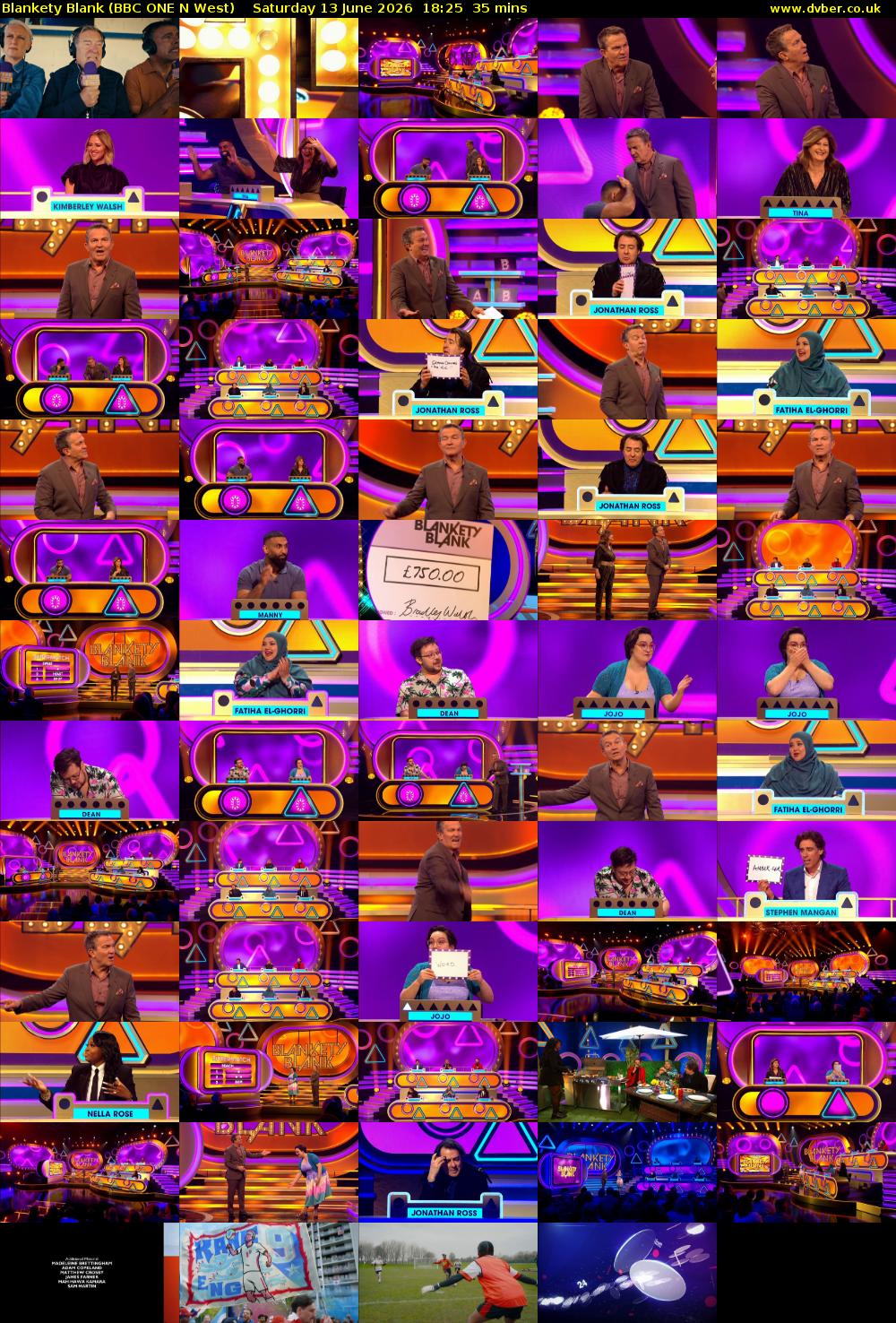 Blankety Blank (BBC ONE N West) Saturday 13 June 2026 18:25 - 19:00