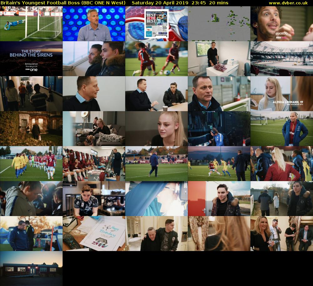 Britain's Youngest Football Boss (BBC ONE N West) Saturday 20 April 2019 23:45 - 00:05