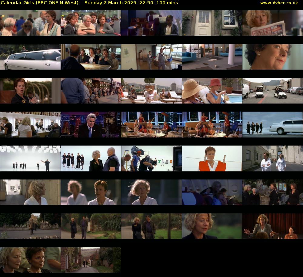 Calendar Girls (BBC ONE N West) Sunday 2 March 2025 22:50 - 00:30