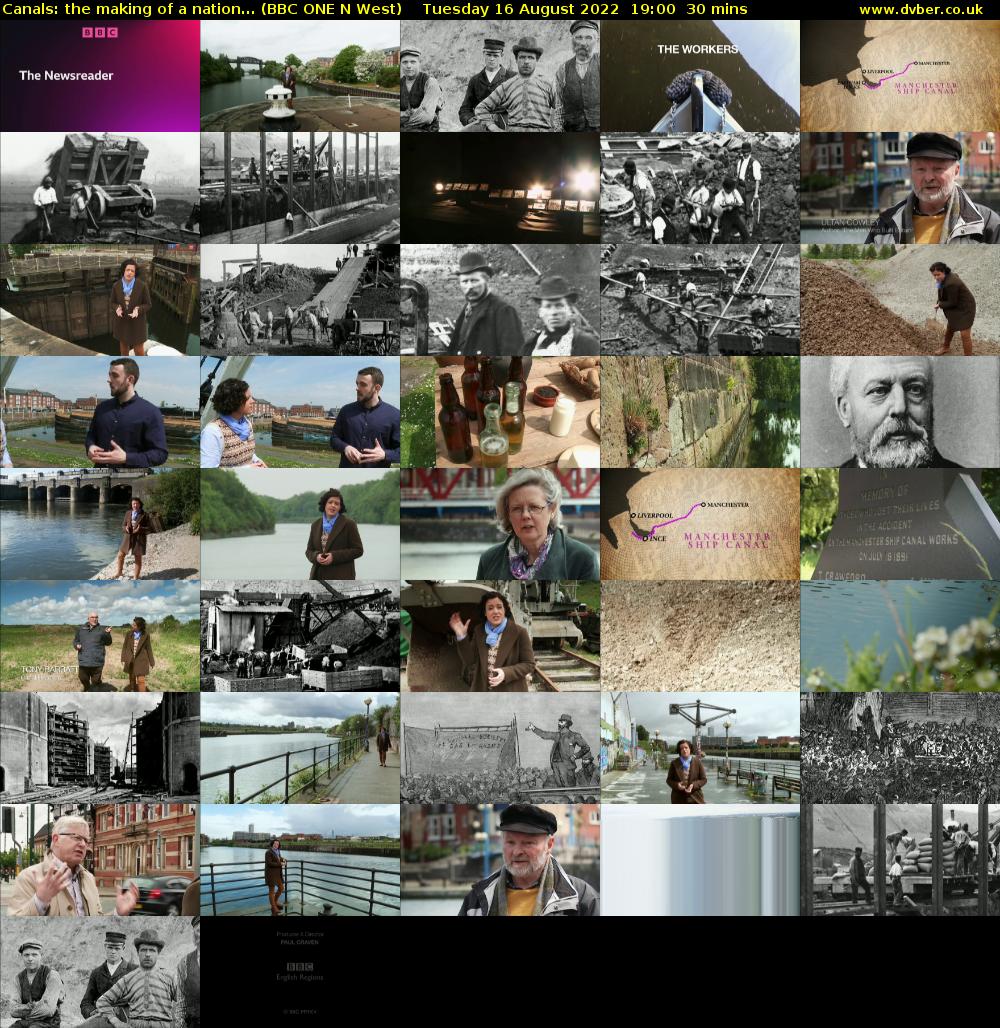 Canals: the making of a nation... (BBC ONE N West) Tuesday 16 August 2022 19:00 - 19:30