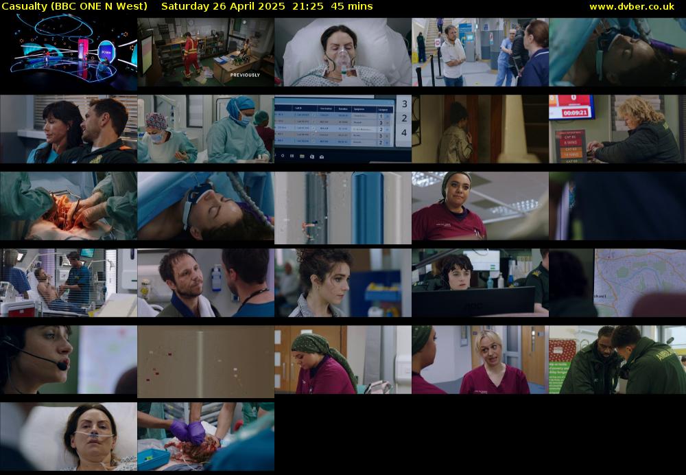 Casualty (BBC ONE N West) Saturday 26 April 2025 21:25 - 22:10