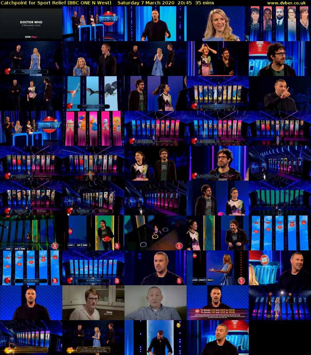 Catchpoint for Sport Relief (BBC ONE N West) Saturday 7 March 2020 20:45 - 21:20
