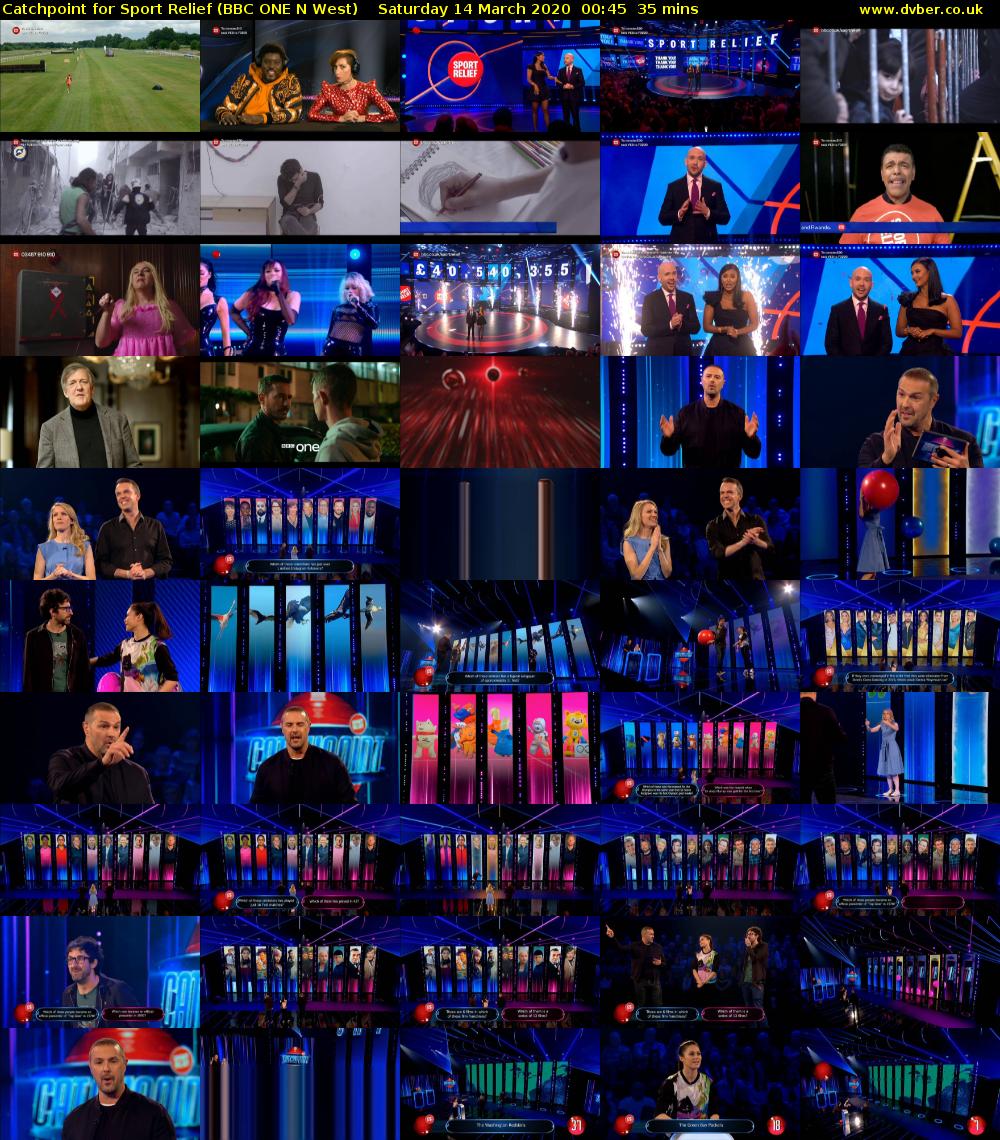 Catchpoint for Sport Relief (BBC ONE N West) Saturday 14 March 2020 00:45 - 01:20