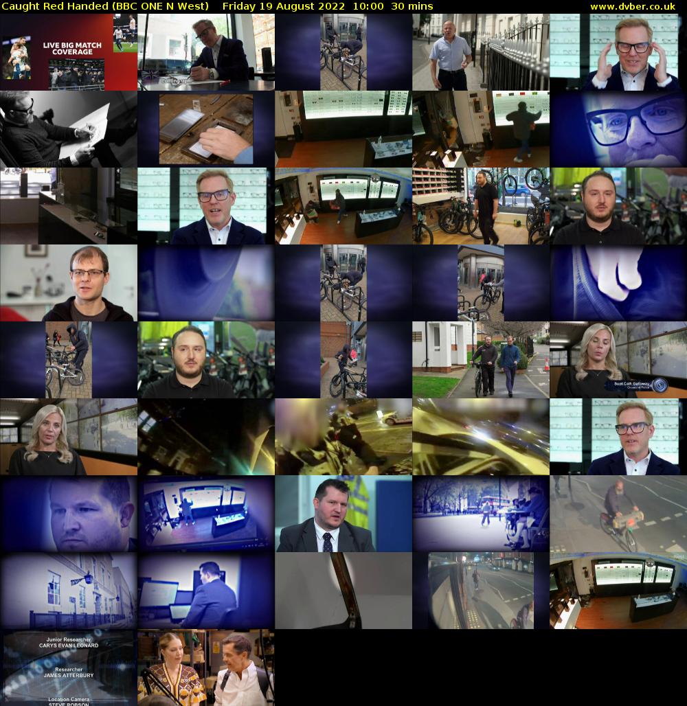 Caught Red Handed (BBC ONE N West) Friday 19 August 2022 10:00 - 10:30