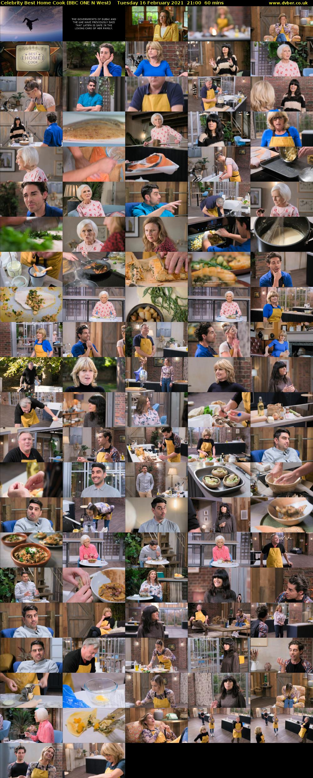Celebrity Best Home Cook (BBC ONE N West) Tuesday 16 February 2021 21:00 - 22:00