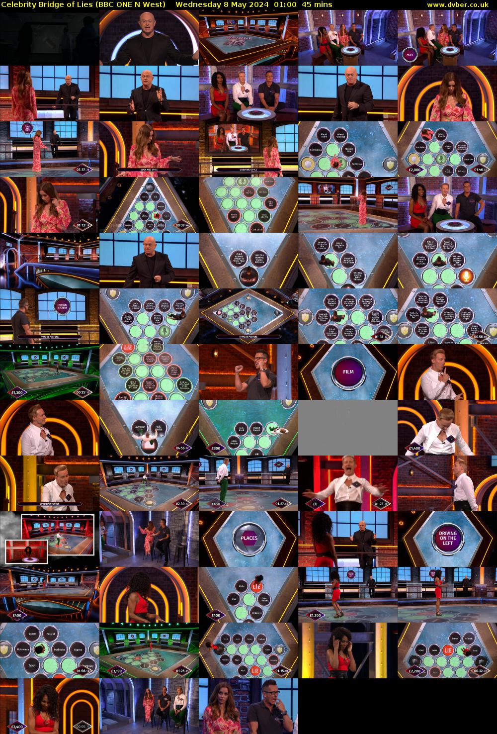 Celebrity Bridge of Lies (BBC ONE N West) Wednesday 8 May 2024 01:00 - 01:45