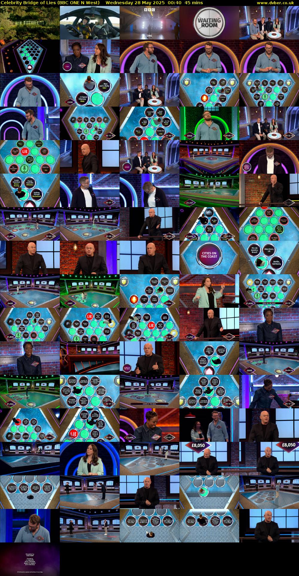 Celebrity Bridge of Lies (BBC ONE N West) Wednesday 28 May 2025 00:40 - 01:25