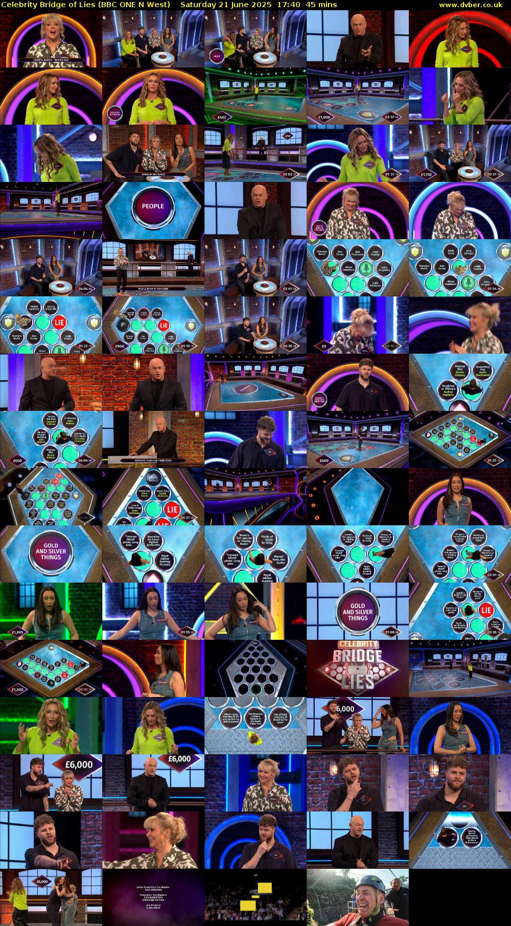 Celebrity Bridge of Lies (BBC ONE N West) Saturday 21 June 2025 17:40 - 18:25
