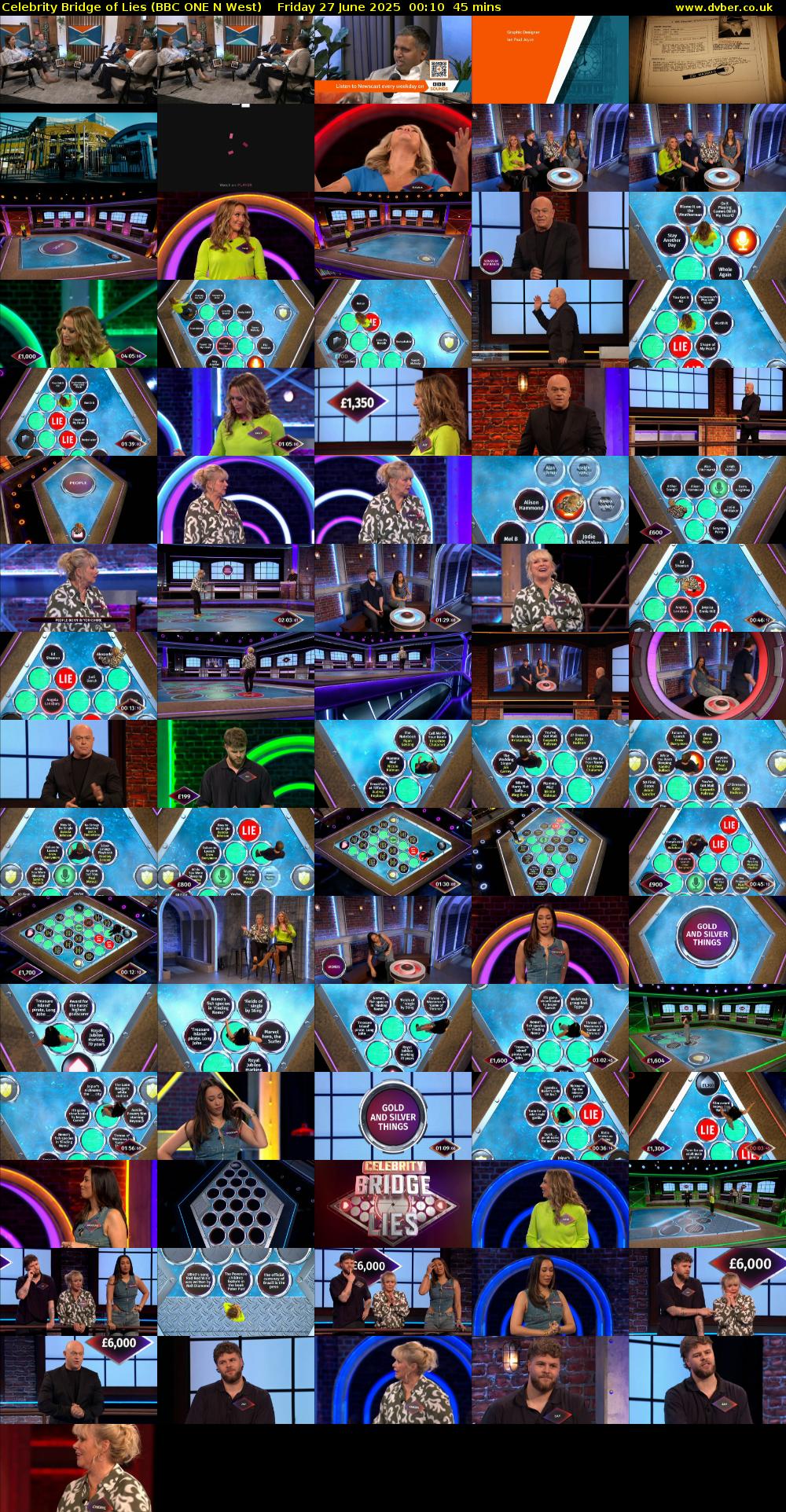 Celebrity Bridge of Lies (BBC ONE N West) Friday 27 June 2025 00:10 - 00:55