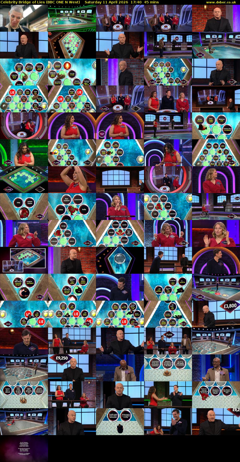 Celebrity Bridge of Lies (BBC ONE N West) Saturday 11 April 2026 17:40 - 18:25
