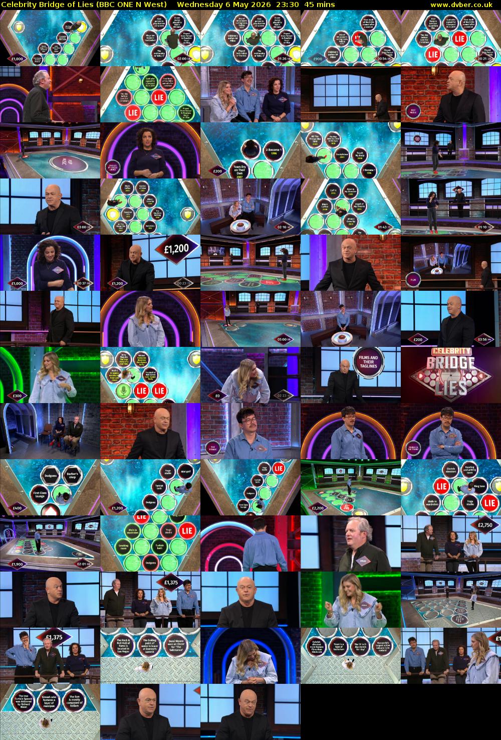Celebrity Bridge of Lies (BBC ONE N West) Wednesday 6 May 2026 23:30 - 00:15
