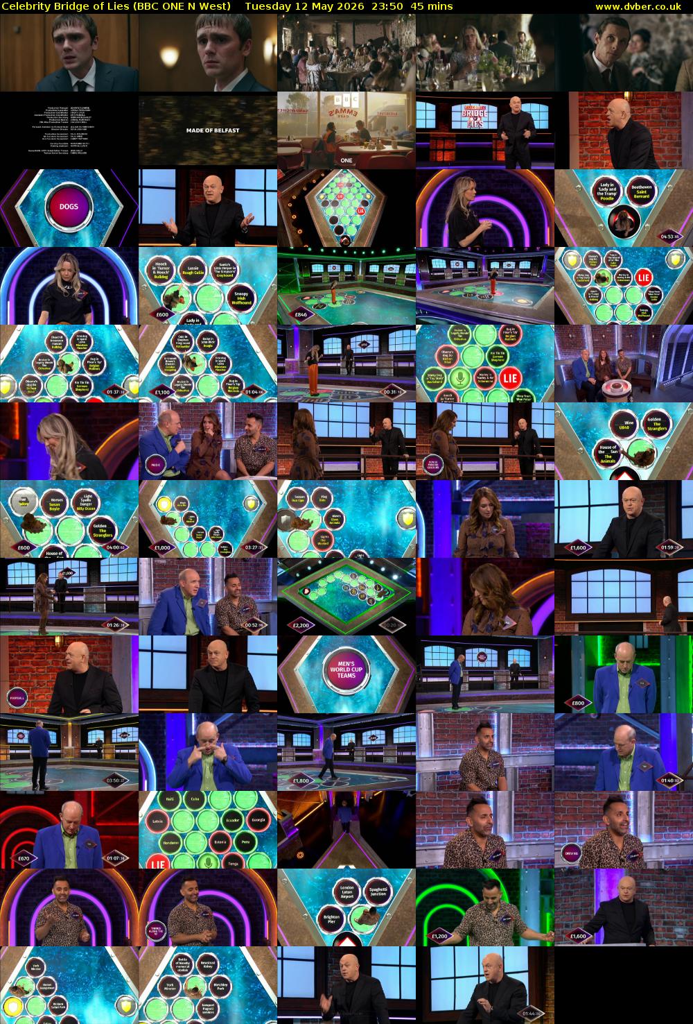 Celebrity Bridge of Lies (BBC ONE N West) Tuesday 12 May 2026 23:50 - 00:35