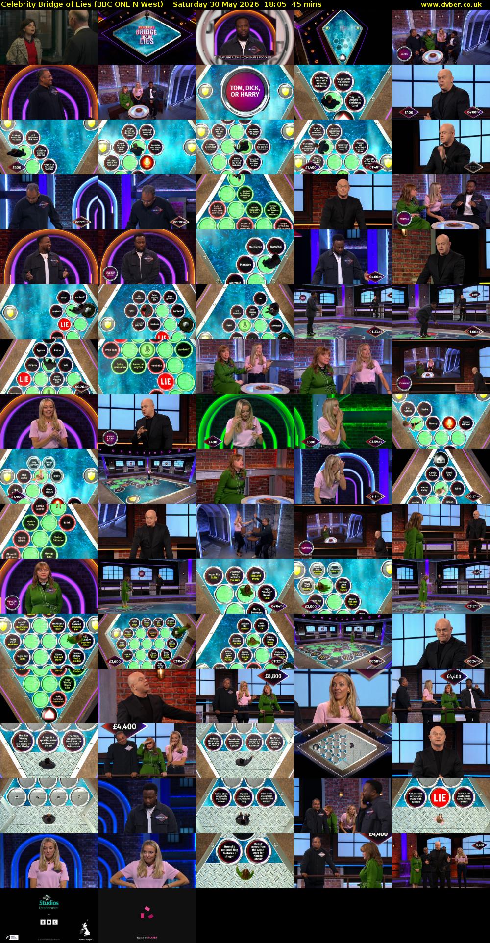 Celebrity Bridge of Lies (BBC ONE N West) Saturday 30 May 2026 18:05 - 18:50