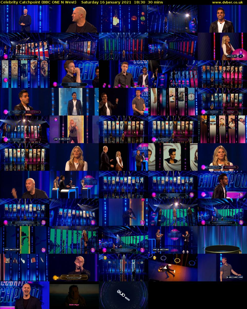 Celebrity Catchpoint (BBC ONE N West) Saturday 16 January 2021 18:30 - 19:00