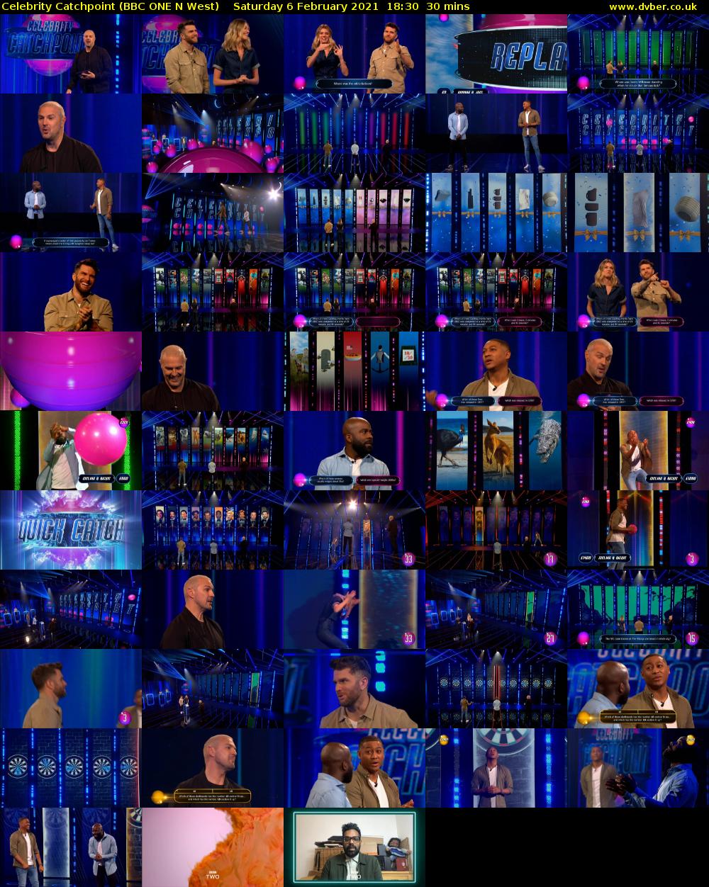 Celebrity Catchpoint (BBC ONE N West) Saturday 6 February 2021 18:30 - 19:00