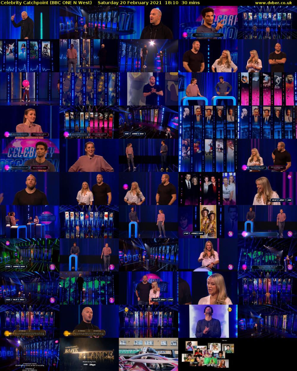 Celebrity Catchpoint (BBC ONE N West) Saturday 20 February 2021 18:10 - 18:40