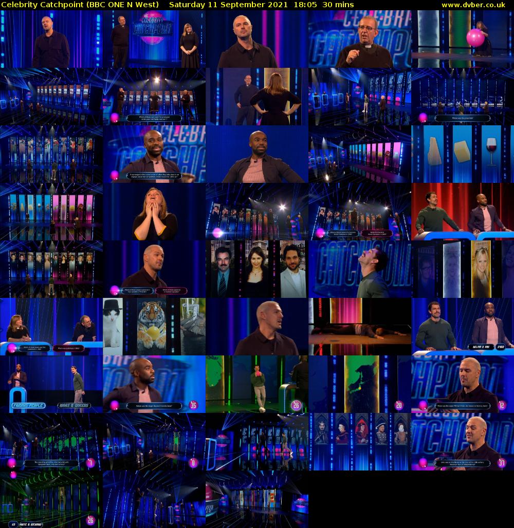 Celebrity Catchpoint (BBC ONE N West) Saturday 11 September 2021 18:05 - 18:35
