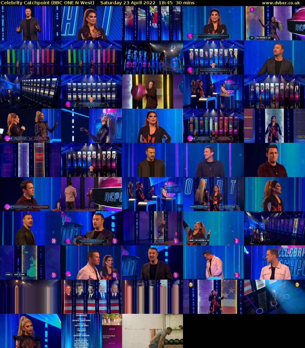 Celebrity Catchpoint (BBC ONE N West) Saturday 23 April 2022 18:45 - 19:15