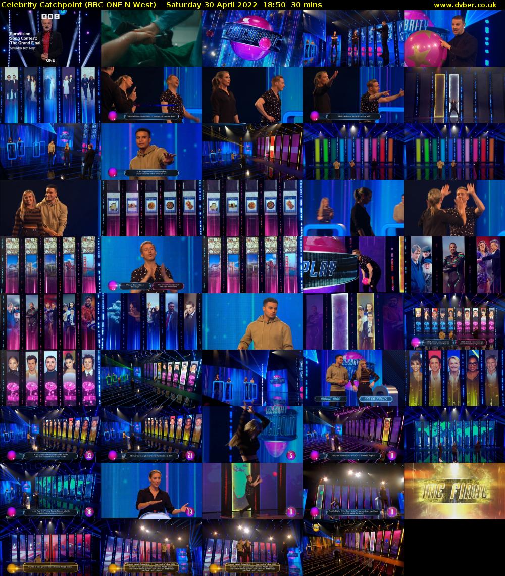 Celebrity Catchpoint (BBC ONE N West) Saturday 30 April 2022 18:50 - 19:20
