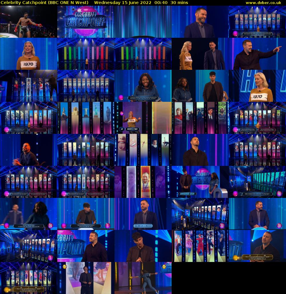 Celebrity Catchpoint (BBC ONE N West) Wednesday 15 June 2022 00:40 - 01:10