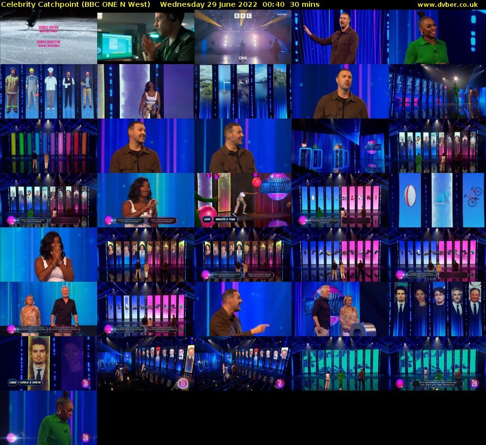 Celebrity Catchpoint (BBC ONE N West) Wednesday 29 June 2022 00:40 - 01:10