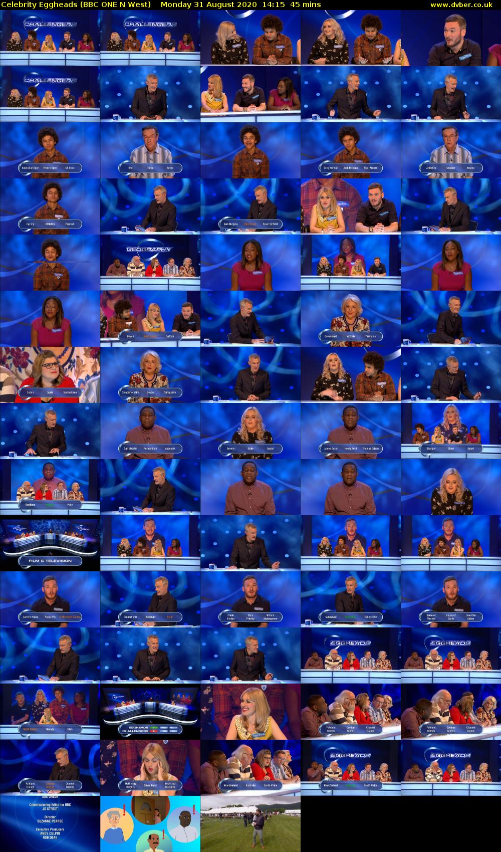 Celebrity Eggheads (BBC ONE N West) Monday 31 August 2020 14:15 - 15:00