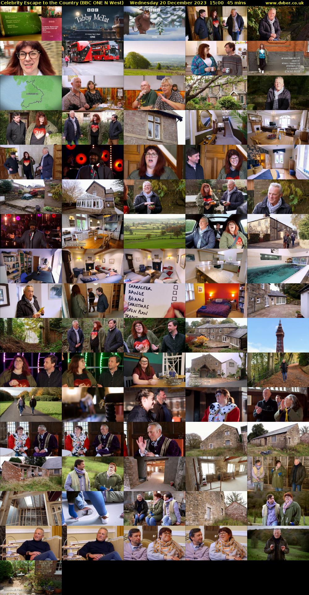 Celebrity Escape to the Country (BBC ONE N West) Wednesday 20 December 2023 15:00 - 15:45