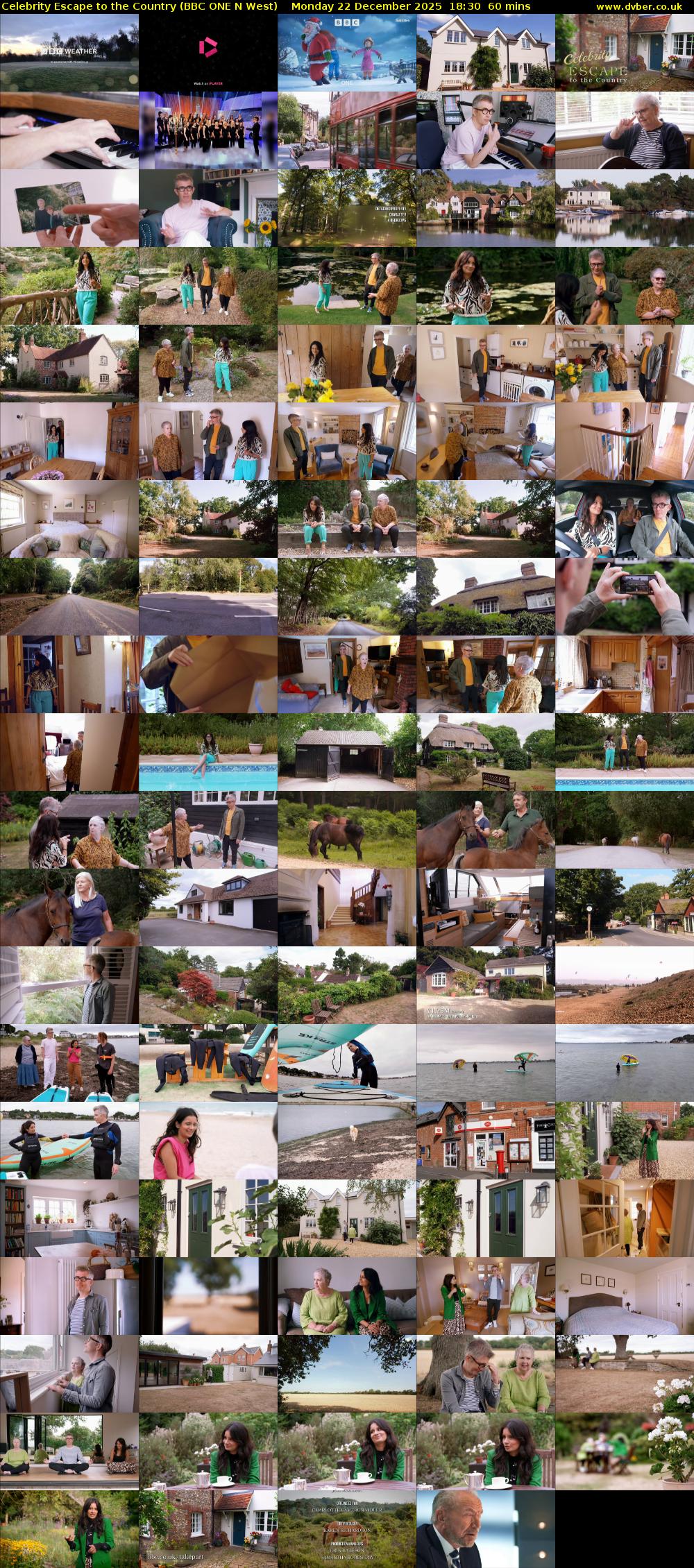 Celebrity Escape to the Country (BBC ONE N West) Monday 22 December 2025 18:30 - 19:30