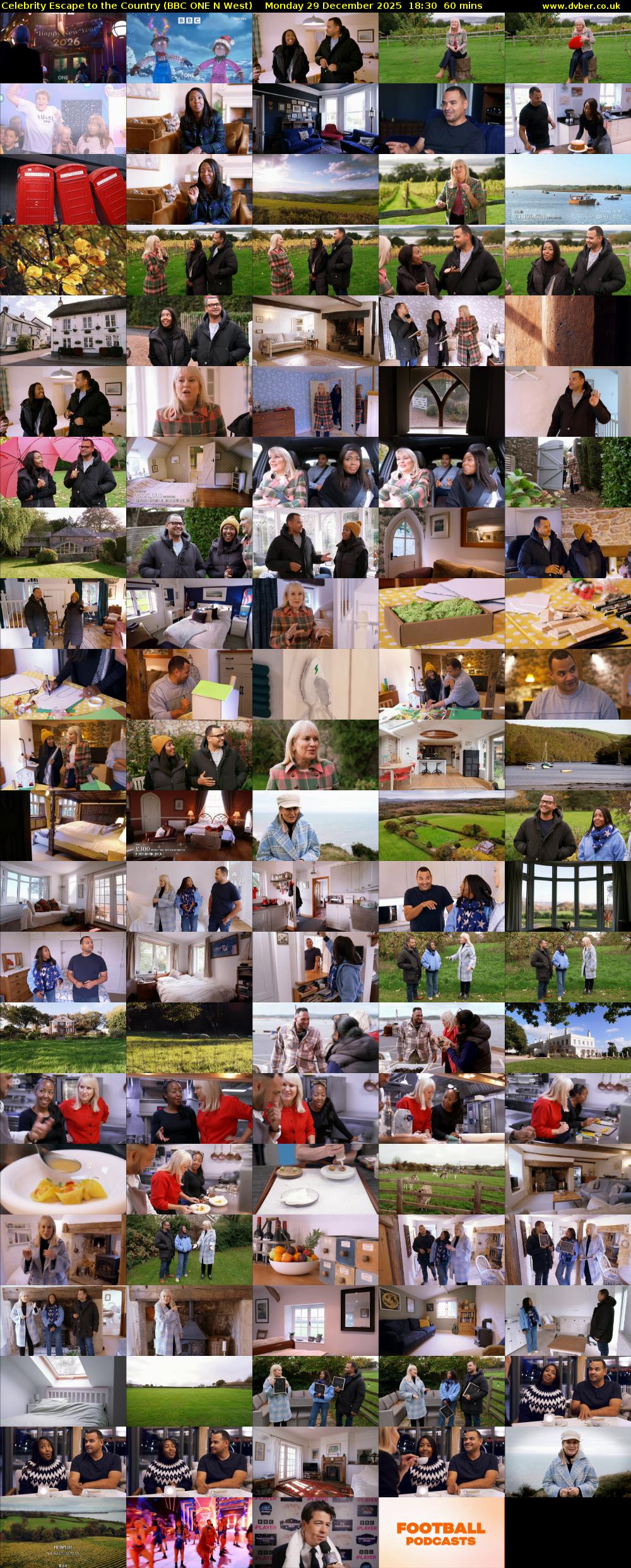 Celebrity Escape to the Country (BBC ONE N West) Monday 29 December 2025 18:30 - 19:30