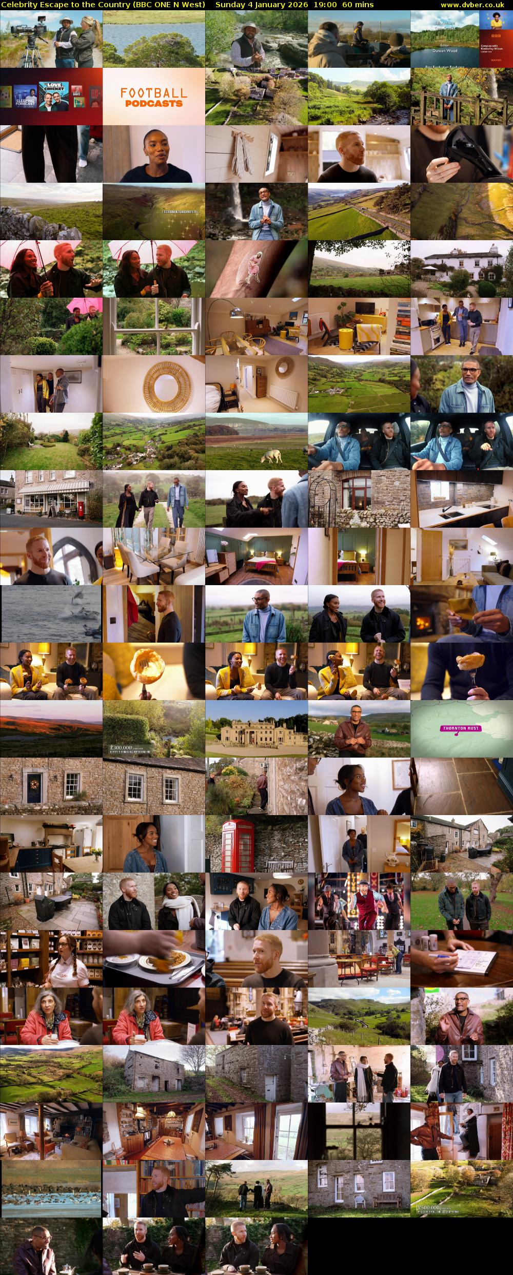 Celebrity Escape to the Country (BBC ONE N West) Sunday 4 January 2026 19:00 - 20:00