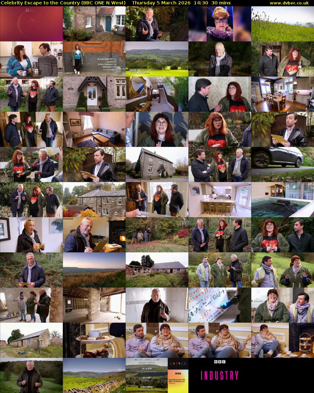 Celebrity Escape to the Country (BBC ONE N West) Thursday 5 March 2026 14:30 - 15:00