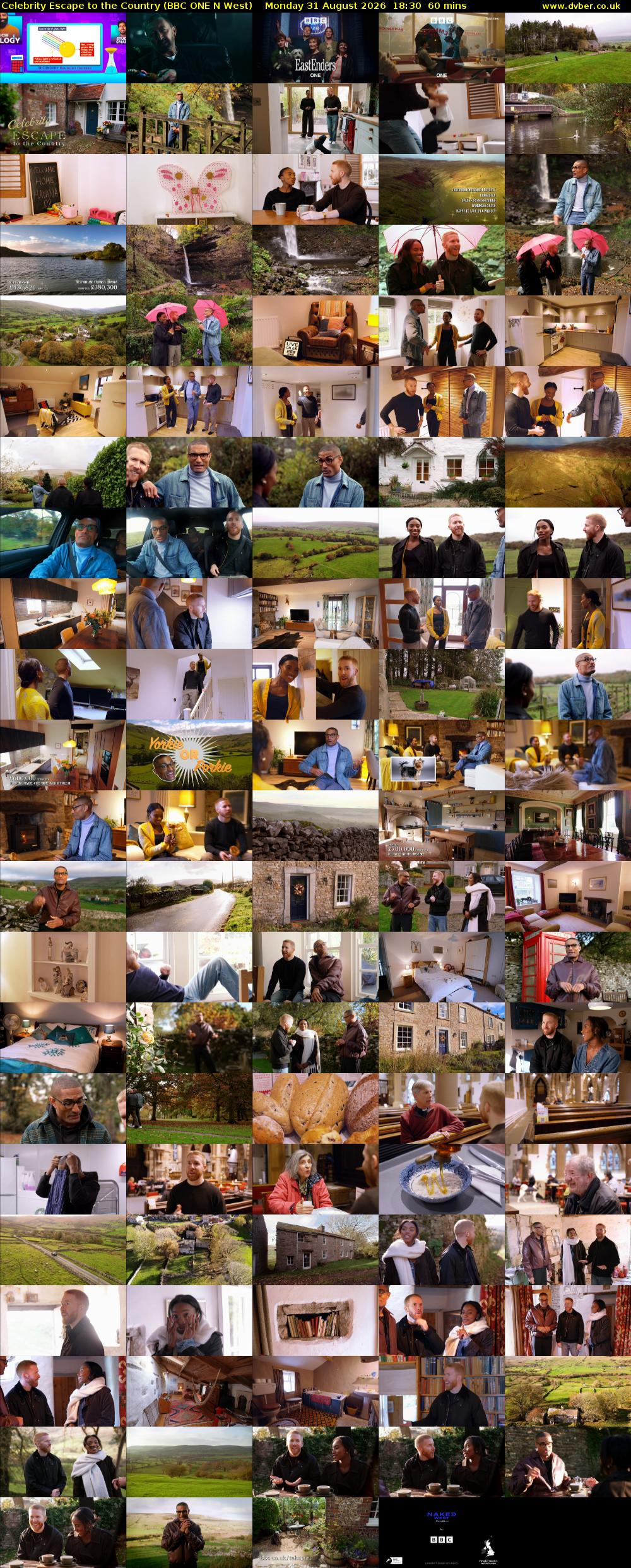 Celebrity Escape to the Country (BBC ONE N West) Monday 31 August 2026 18:30 - 19:30