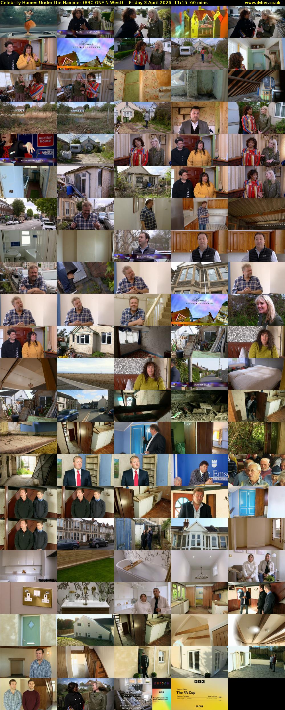 Celebrity Homes Under the Hammer (BBC ONE N West) Friday 3 April 2026 11:15 - 12:15