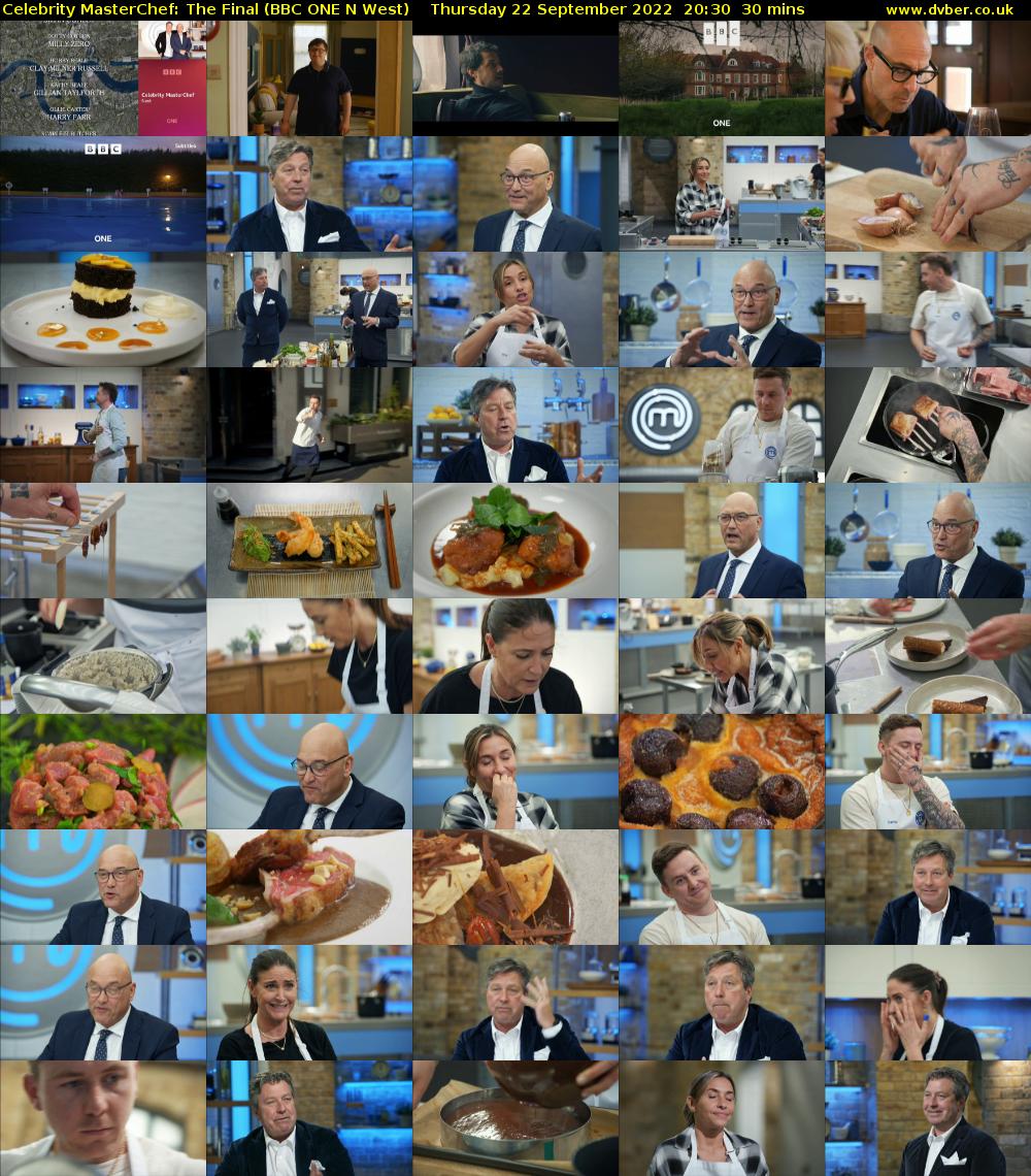 Celebrity MasterChef: The Final (BBC ONE N West) Thursday 22 September 2022 20:30 - 21:00