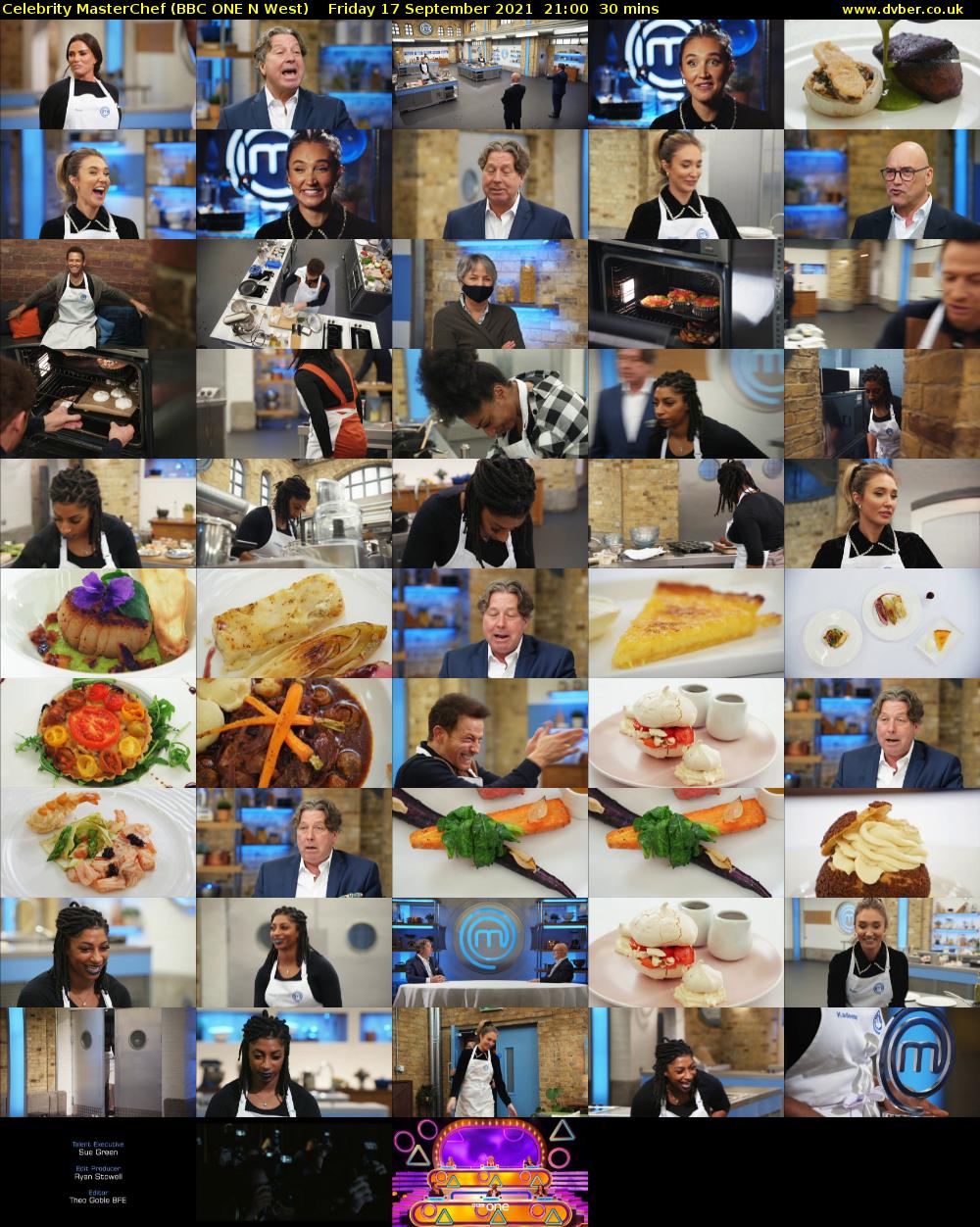 Celebrity MasterChef (BBC ONE N West) Friday 17 September 2021 21:00 - 21:30