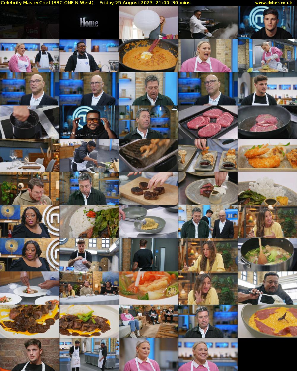 Celebrity MasterChef (BBC ONE N West) Friday 25 August 2023 21:00 - 21:30
