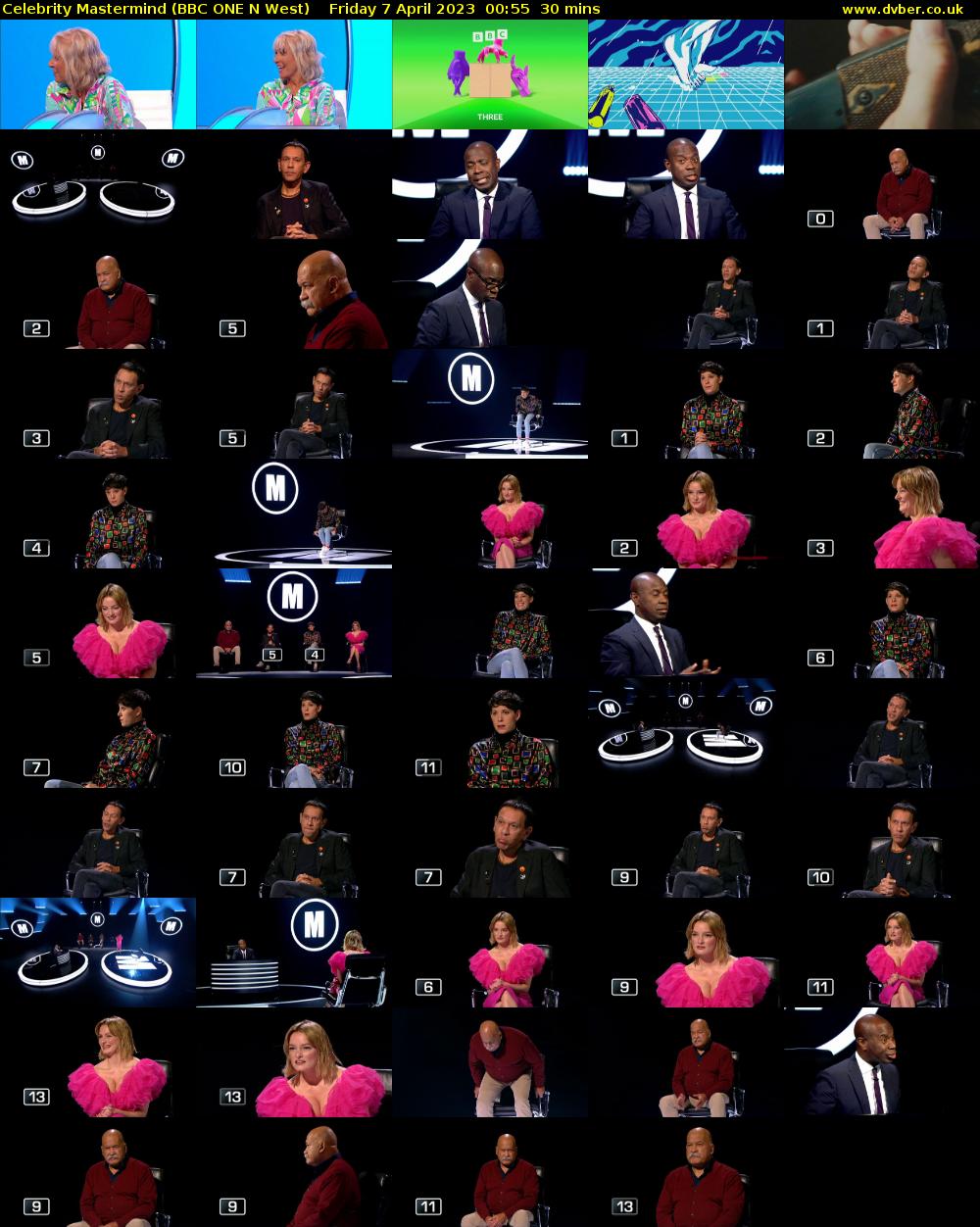 Celebrity Mastermind (BBC ONE N West) Friday 7 April 2023 00:55 - 01:25