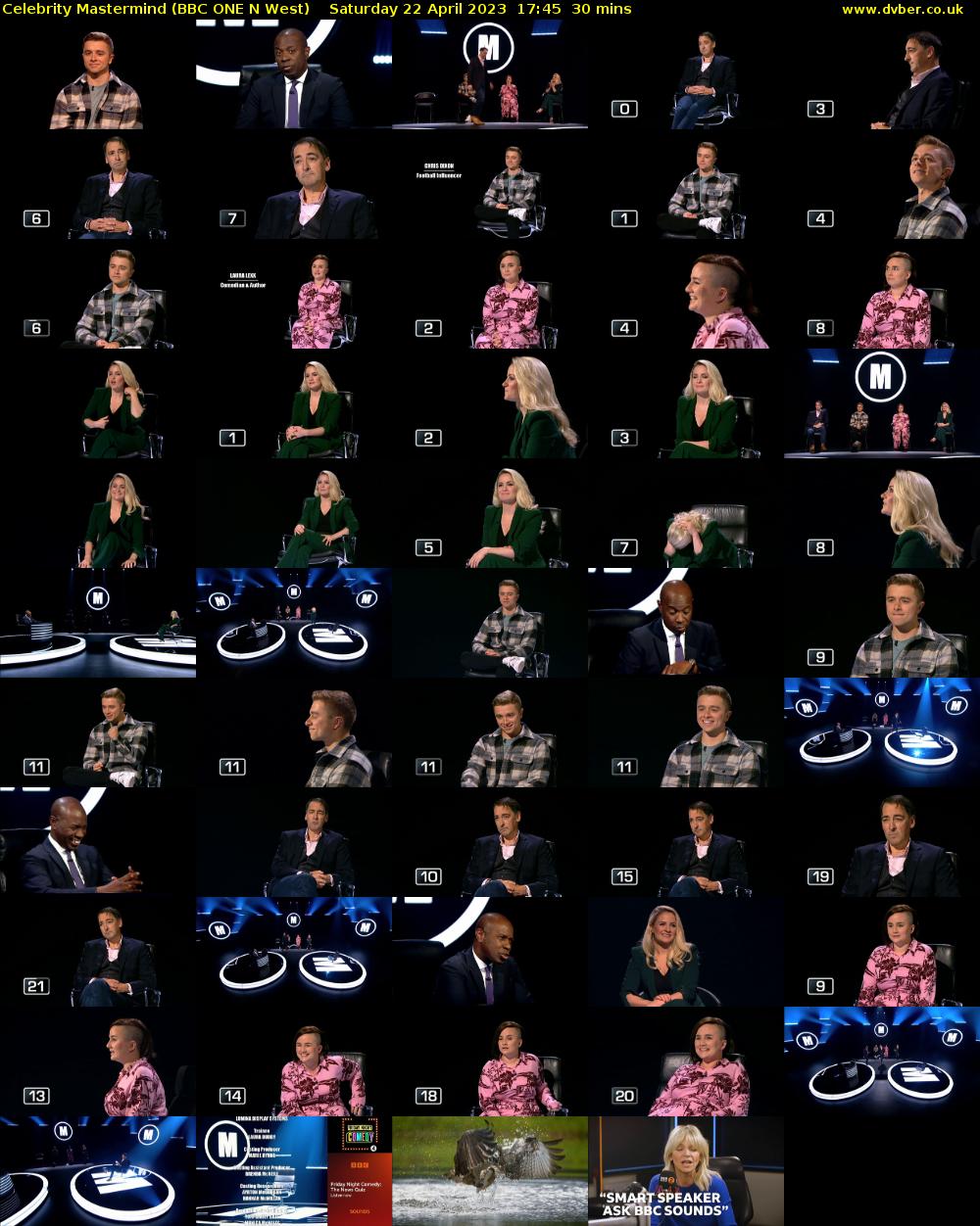 Celebrity Mastermind (BBC ONE N West) Saturday 22 April 2023 17:45 - 18:15