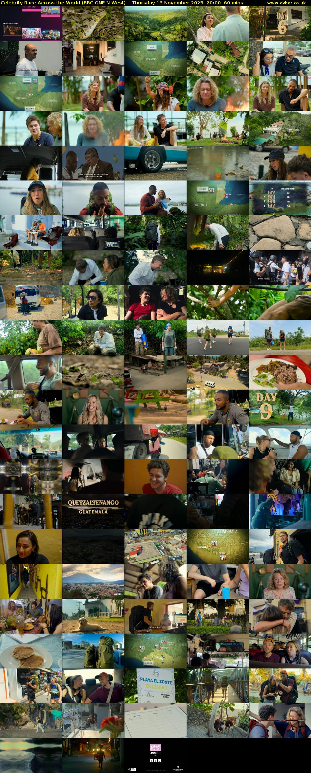 Celebrity Race Across the World (BBC ONE N West) Thursday 13 November 2025 20:00 - 21:00