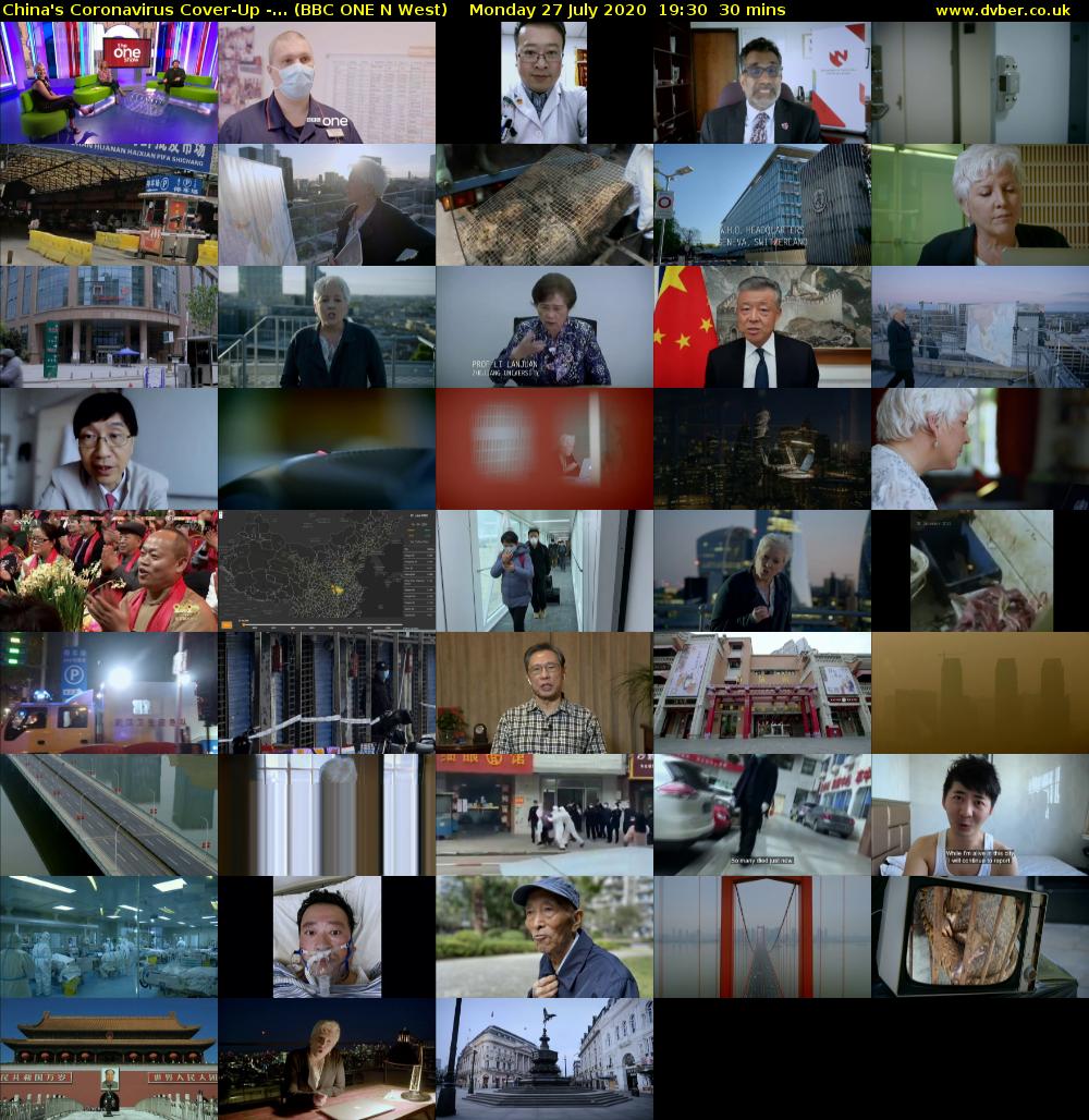 China's Coronavirus Cover-Up -... (BBC ONE N West) Monday 27 July 2020 19:30 - 20:00