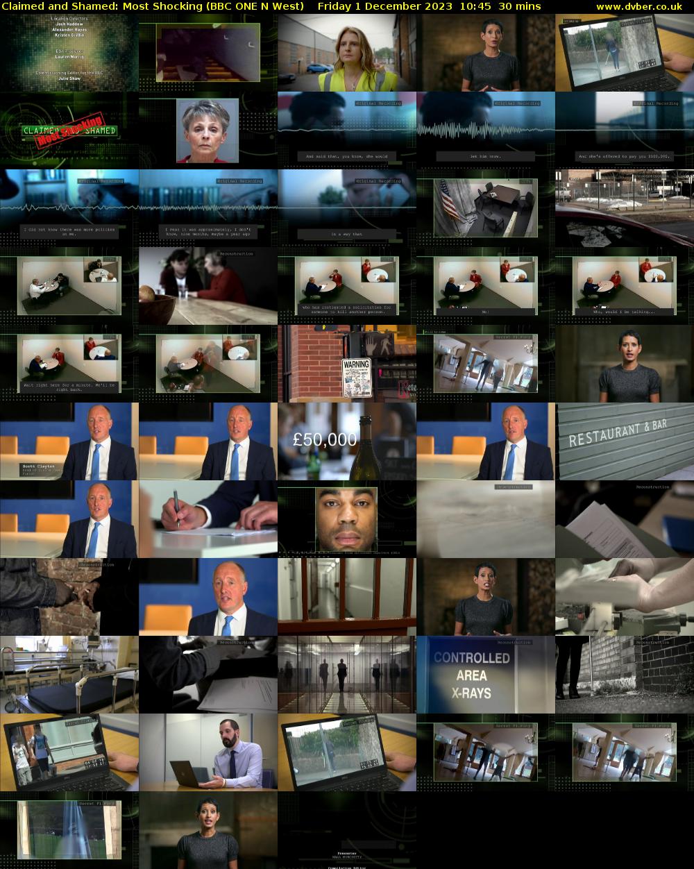 Claimed and Shamed: Most Shocking (BBC ONE N West) Friday 1 December 2023 10:45 - 11:15