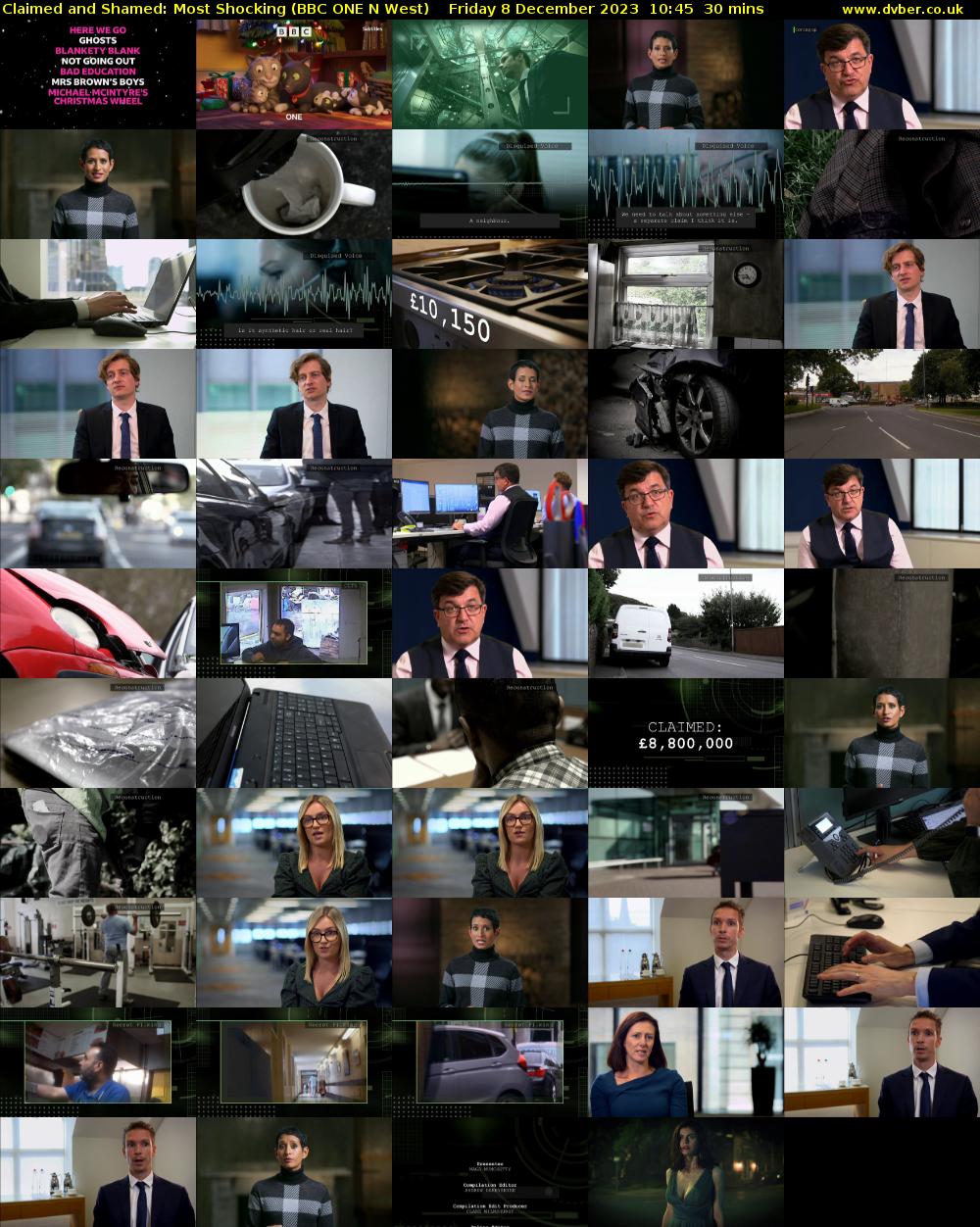 Claimed and Shamed: Most Shocking (BBC ONE N West) Friday 8 December 2023 10:45 - 11:15