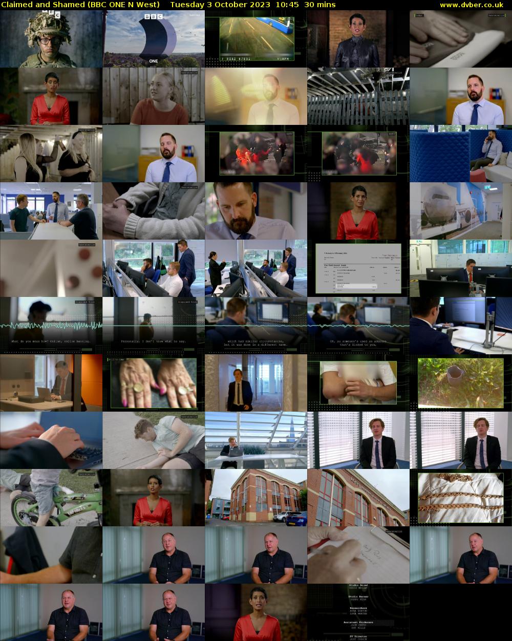 Claimed and Shamed (BBC ONE N West) Tuesday 3 October 2023 10:45 - 11:15