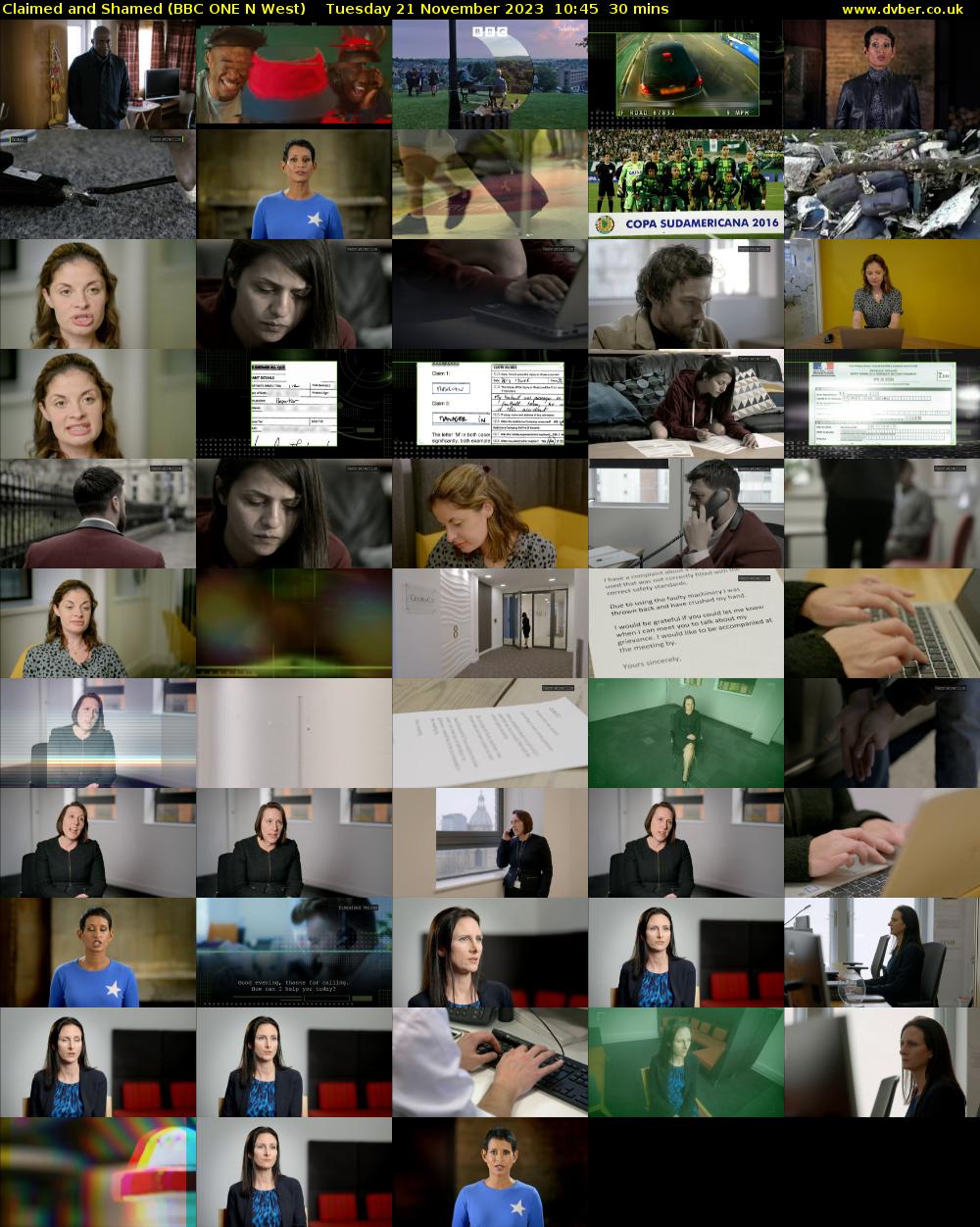 Claimed and Shamed (BBC ONE N West) Tuesday 21 November 2023 10:45 - 11:15